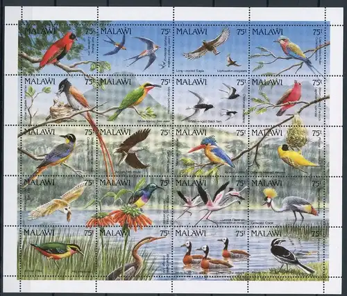 Malawi ZD Bogen 581-600 postfrisch Vögel #Schm5088