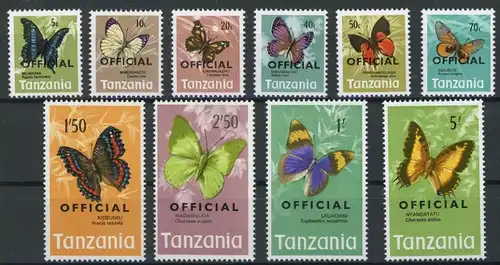 Tansania Dienstmarken 17-26 postfrisch Schmetterling #Schm983