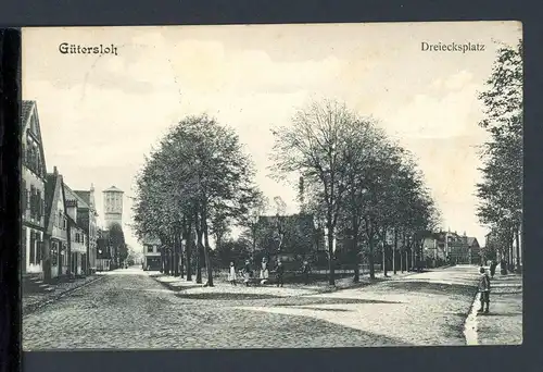 AK Gütersloh Dreiecksplatz mit Wasserturm 1907 #HE542