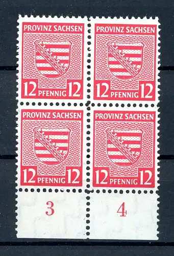 SBZ Provinz Sachsen 4er Block UR 71 X A postfrisch geprüft Ströh #1B505