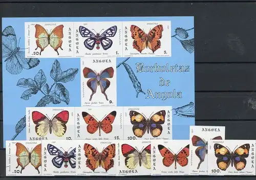 Angola 663-669 B, Block 6 postfrisch Schmetterling #GL886