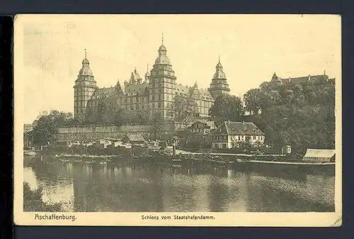 AK Aschaffenburg Schloss Johannisburg, Staatshafendamm 1913 #HE522