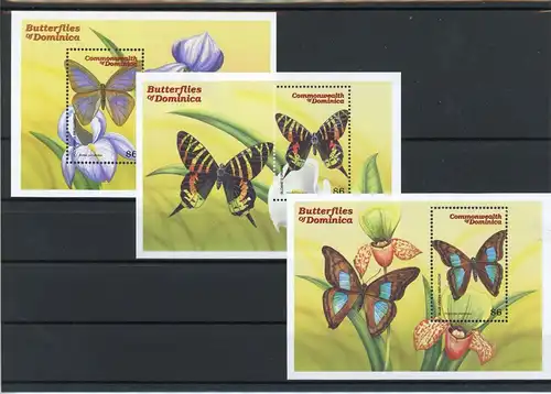 Dominica Klb. 2831-2848, Block 396-398 postfrisch Schmetterling #Schm960