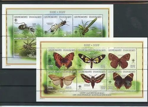 Togo Klb. 2654-2659, 66-71 postfrisch Schmetterling #Schm1002