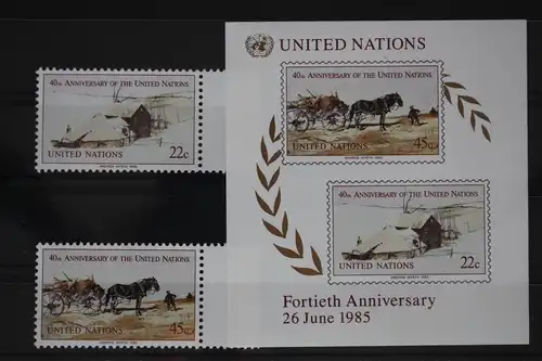 Vereinte Nationen New York 470-471, Block 8 mit 470 B-471 B postfrisch #WZ964