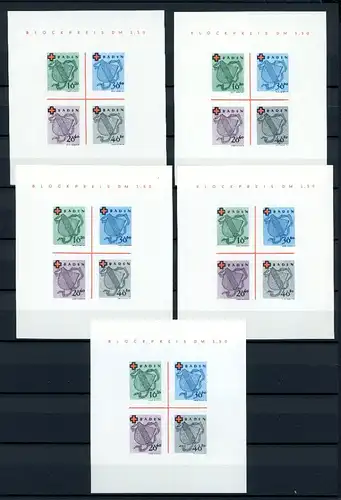 Fr. Zone Baden Block 2 I/I - I/V postfrisch #GJ477