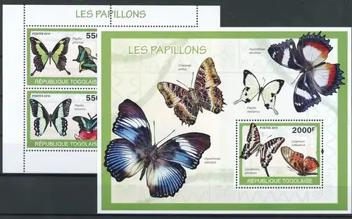 Togo Klb. 3404-3407, Block 492 postfrisch Schmetterling #Schm1004