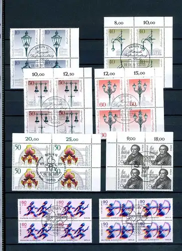 Berlin Lot 4er Blöcke mit zentrischem Ersttagssonderstempel #GG1869