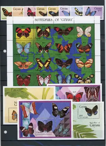 Guyana 4723-4730, Zd-Bg 4731-4746, Block postfrisch Schmetterling #Schm5118
