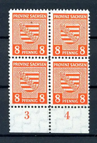SBZ Provinz Sachsen 4er Block UR 70 X A postfrisch geprüft Ströh #1B504
