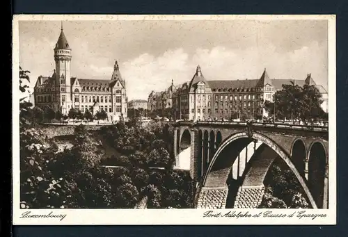 AK Luxemburg-Stadt Adolphe-Brücke mit Musée de la Banque 1931 #HE573