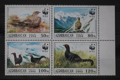 Aserbaidschan 161-164 postfrisch Viererblock Vögel Birkhuhn #WX262