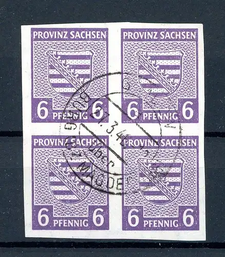 SBZ Provinz Sachsen 4er Block 69 X b gestempelt geprüft Schulz #1B515