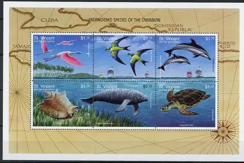 St. Vincent Grenadinen KB mit 4281-4286 postfrisch Tiere #GG1915