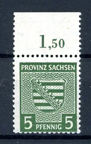 SBZ Provinz Sachsen 75 Y b Oberrand postfrisch gefaltet, geprüft #1B487