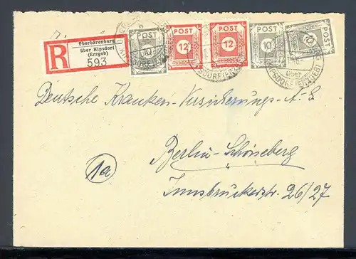 SBZ Ost-Sachsen 60 b u.a. auf R-Brief, geprüft Jasch Mischfrankatur #1B539