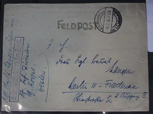 Feldpostbrief Stempel "Ballon Abwehr Masch. Kan. Zug 14" Kastenstempel #BC033