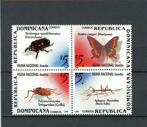 Dominikanische Rep. Viererblock 1965-1968 postfrisch Schmetterling #Schm1102