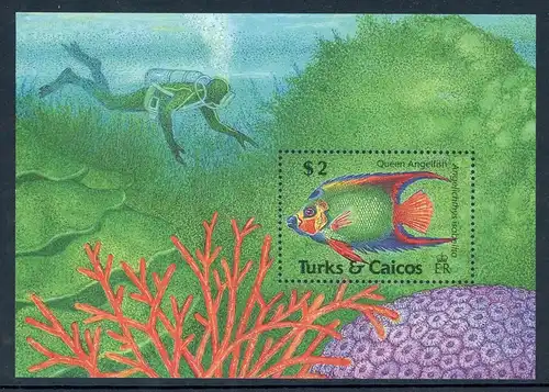 Turks und Caicos Block 82 postfrisch Fische #HB302
