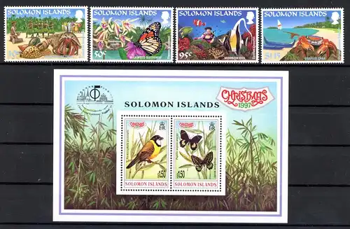 Salomon Inseln 876-879 + Bl. 40 postfrisch Schmetterlinge #HB162