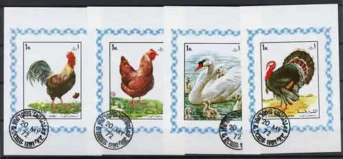 Schweden 4 Einzelblöcke 1190-1193 gestempelt Hühner #HB202