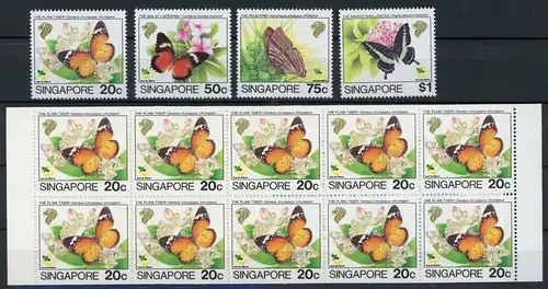 Singapur 697-700 + MH 12 postfrisch Schmetterlinge #HB238