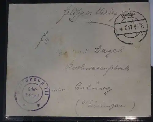 Feldpostbrief Stempel „Ballonzug 111“ #BC046