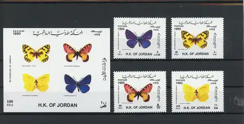 Jordanien 1510-1513, Block 70 postfrisch Schmetterling #Schm1165