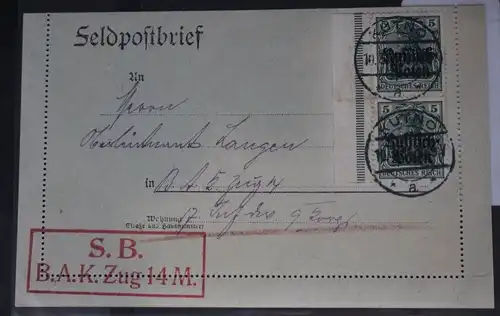 Feldpostbrief Stempel „S.B. B.A.K.Zug 14M" Kastenstempel #BC058