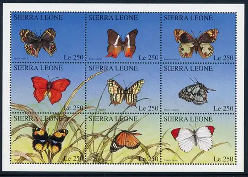 Sierra Leone KB mit 2640-2648 postfrisch Schmetterlinge #HB206
