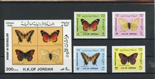 Jordanien 1487-1490, Block 67 postfrisch Schmetterling #Schm1164
