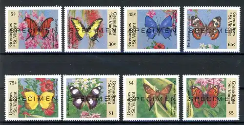 St. Vincent Grenadinen 664-71 postfrisch SPECIMEN, Schmetterling #HB255