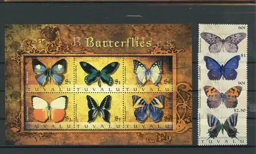 Tuvala 1545-1548, Klb. 1549-1554 postfrisch Schmetterling #Schm1249