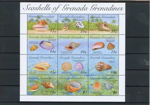 Grenada/ Grenadinen Klb. 1738-1749 postfrisch Muscheln #Schm1273
