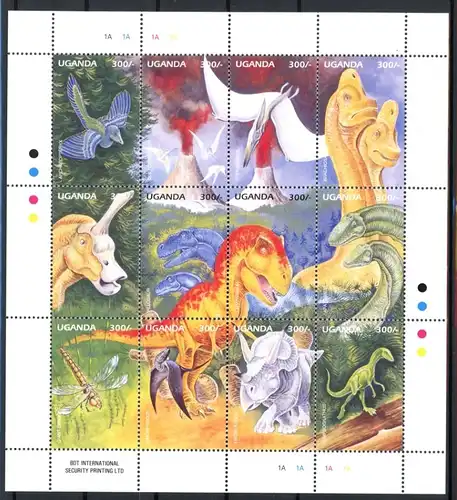 Uganda ZD Bogen 1520-1531 postfrisch Dinosaurier #Schm1306