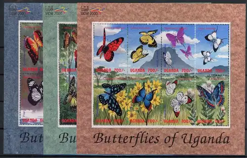 Uganda 2219-2222, Klb., Block 321-322 postfrisch Schmetterling #Schm1309