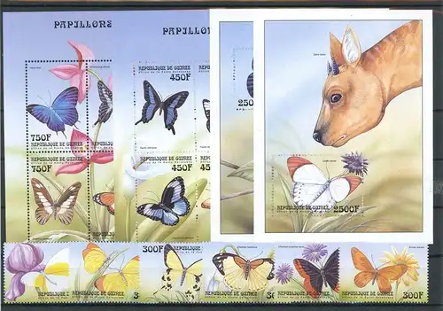 Guinea 2598-2603, Klb., Block 615-616 postfrisch Schmetterling #Schm1492