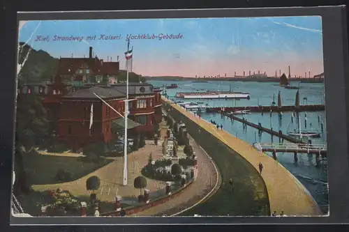 AK Kiel Strandweg mit Kaiserl. Yachtklubgebäude 1918 #PL887