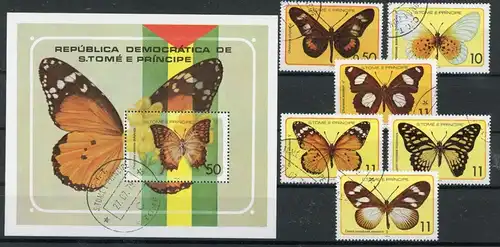 Sao Tome e Principe 561-566, Block 32 gestempelt Schmetterling #Schm1508