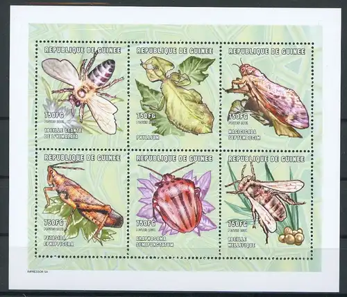 Guinea Klb. 3064-3069 postfrisch Insekten #Schm1493