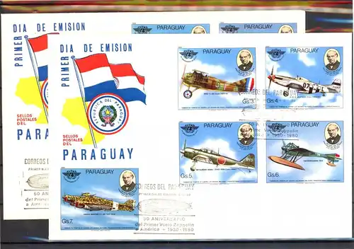 Paraguay 3259-3267, Block 348 Zeppelin Ersttagesbrief/FDC #GO629