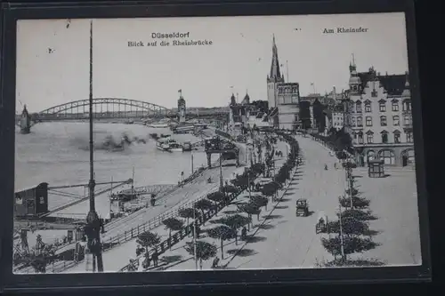 AK Düsseldorf Am Rheinufer - Blick auf die Rheinbrücke 1908 #PL945