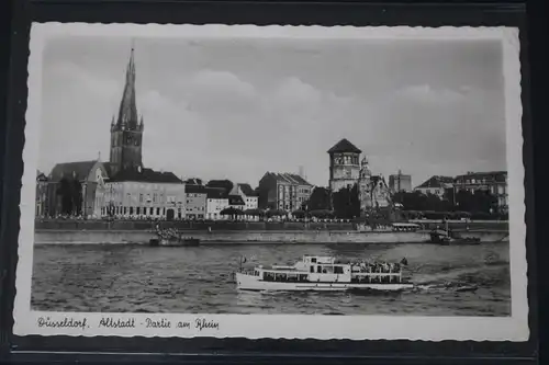 AK Düsseldorf Altstadt - Partie am Rheinufer 1951 #PL964