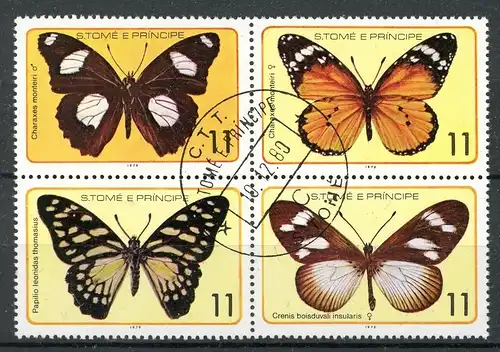 Sao Tome e Principe Viererblock 561-566 gestempelt Schmetterling #Schm1509