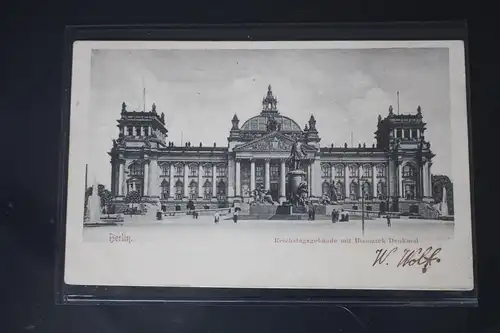 AK Berlin Reichstagsgebäude mit Bismarckdenkmal 1903 #PL686