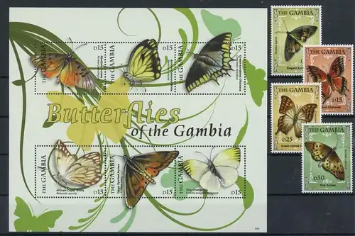 Gambia 6151-6154, Klb. 6155-6160 postfrisch Schmetterling #Schm1564