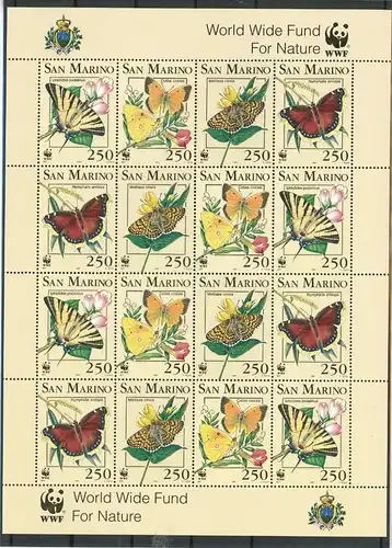 San Marino ZD Bogen 1535-1538 postfrisch Schmetterling #Schm1507