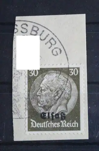 Deutsche Besetzung 2. WK Elsass 11 gestempelt auf Briefstück #FO280