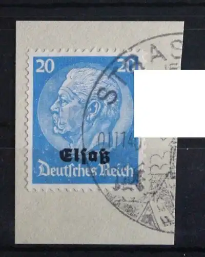 Deutsche Besetzung 2. WK Elsass 9 gestempelt auf Briefstück #FO278