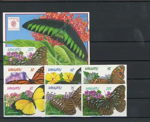 Vanuatu 1065-1070, Block 32 postfrisch Schmetterlinge #GK052